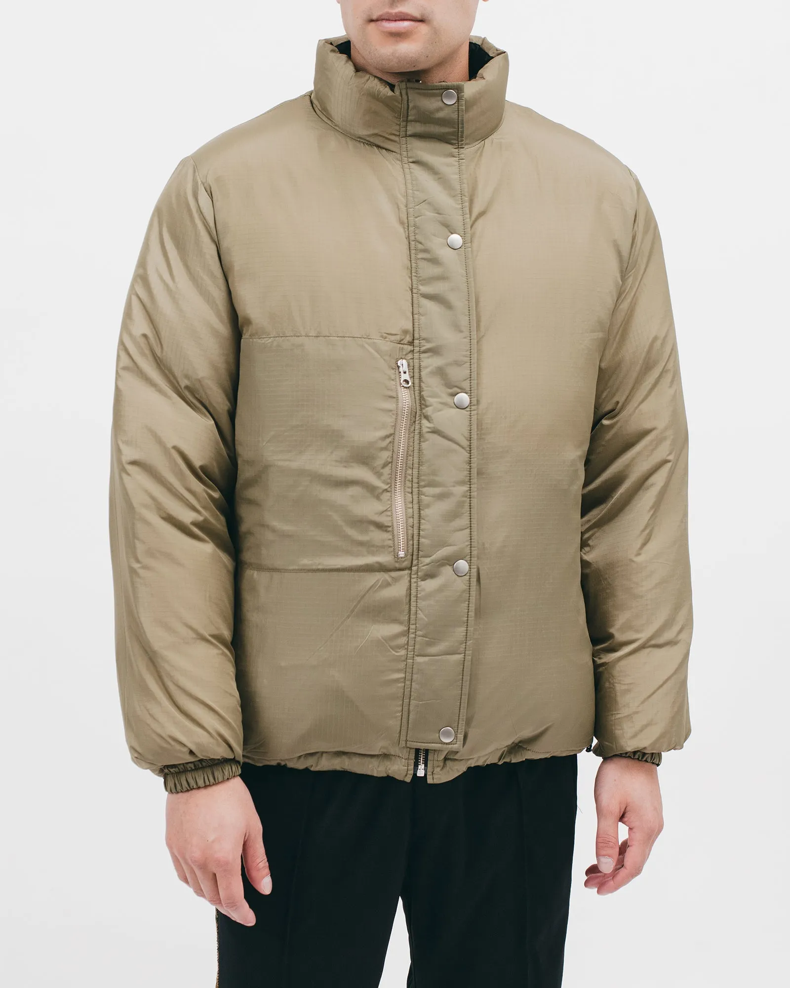 Reversible Puffer Jacket - Black / Moss