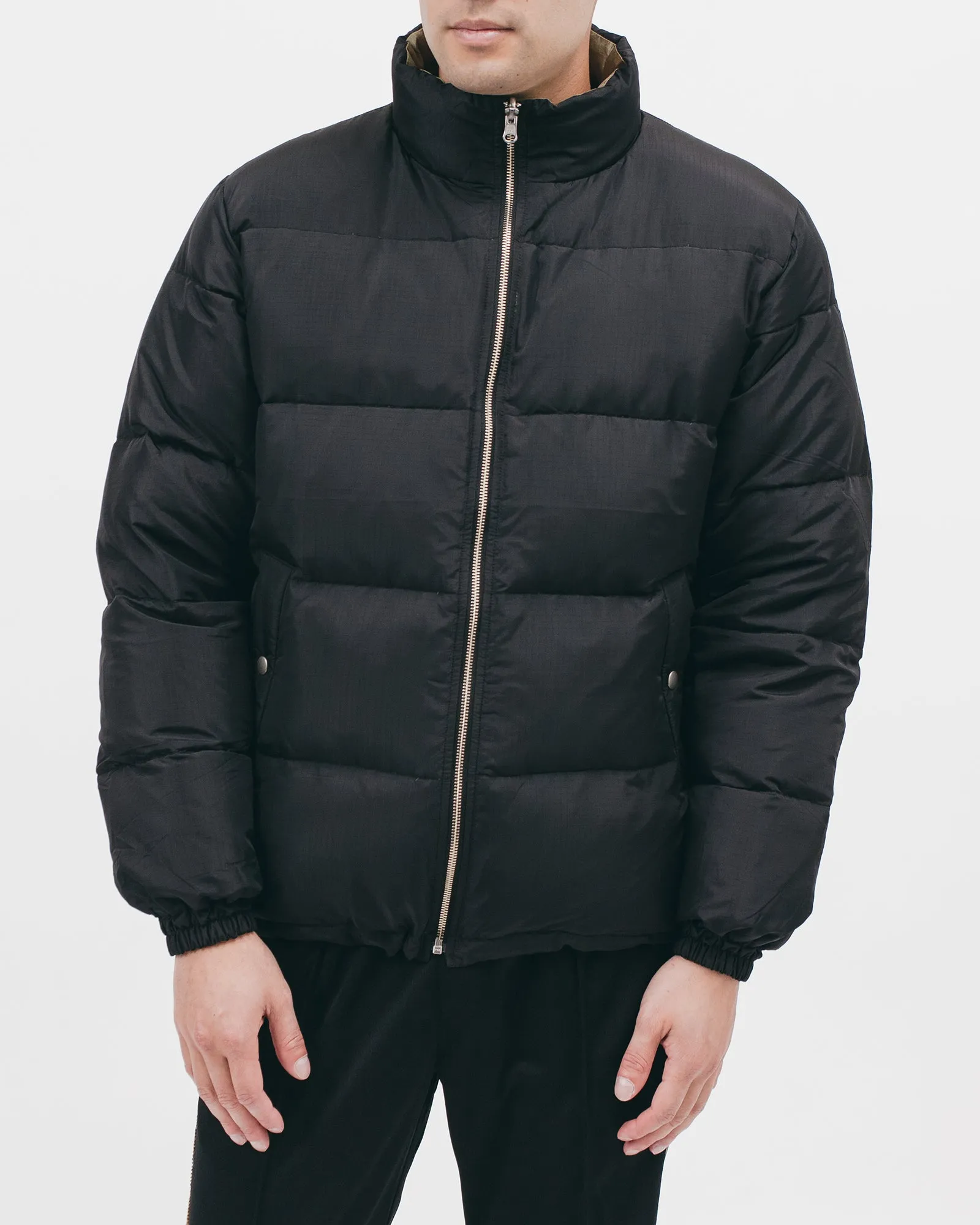 Reversible Puffer Jacket - Black / Moss