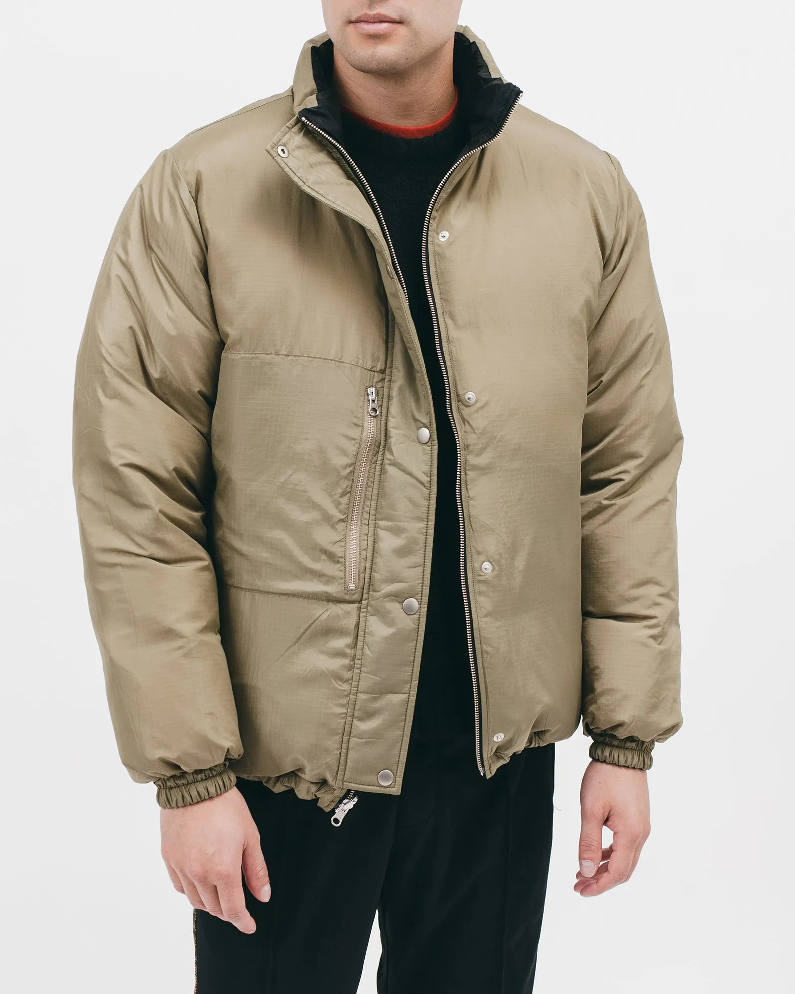 Reversible Puffer Jacket - Black / Moss