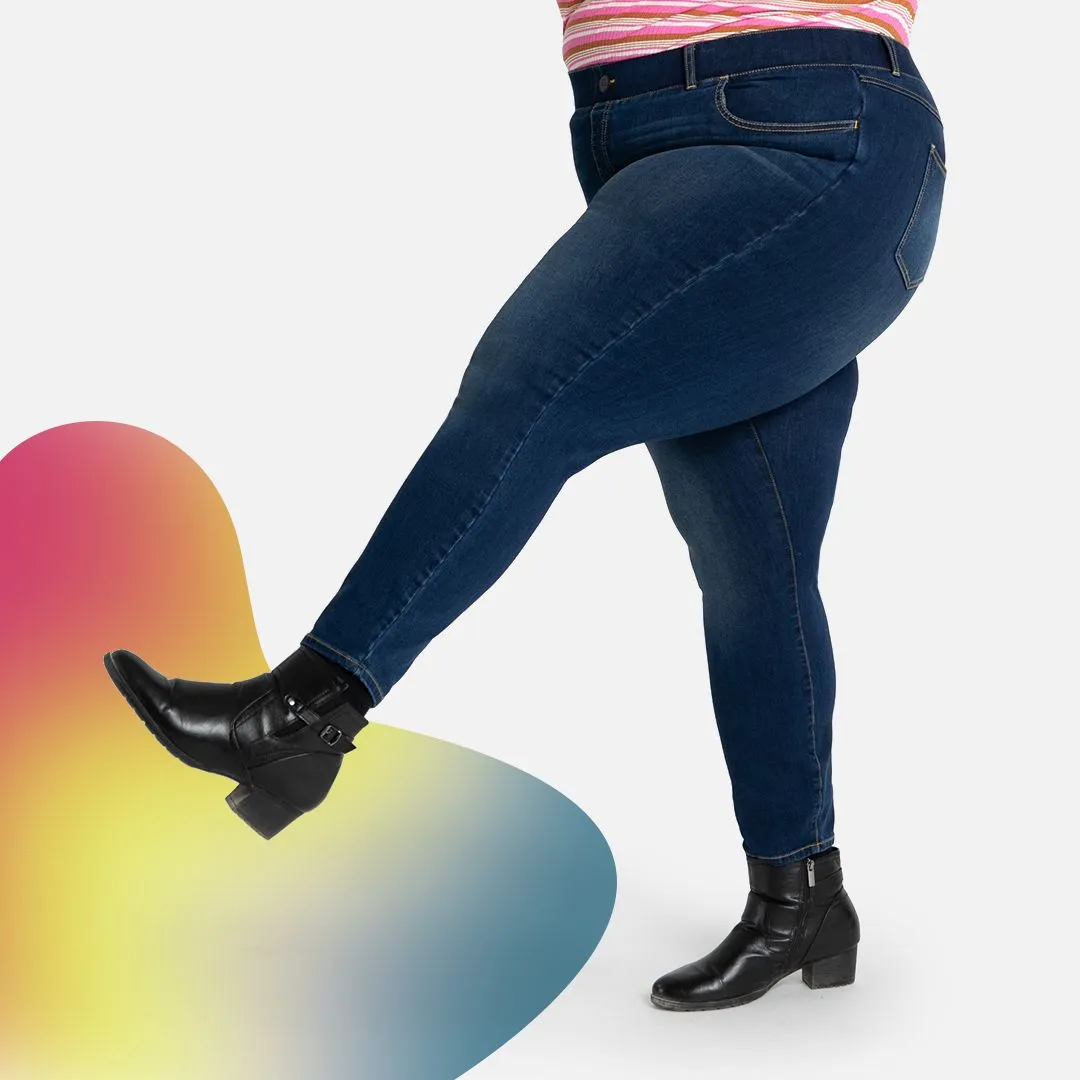 Skinny-Leg | 4-Pocket Betabrand Yoga Denim (Dark Vintage Wash)