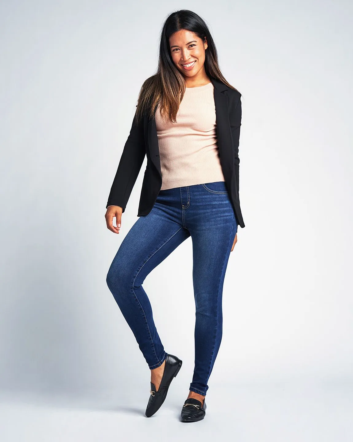 Skinny-Leg | 4-Pocket Betabrand Yoga Denim (Dark Vintage Wash)