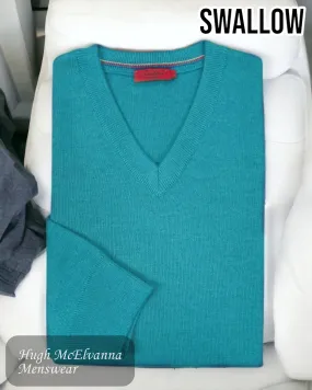 Swallow Tiffany Blue 10GG V-Neck Pullover