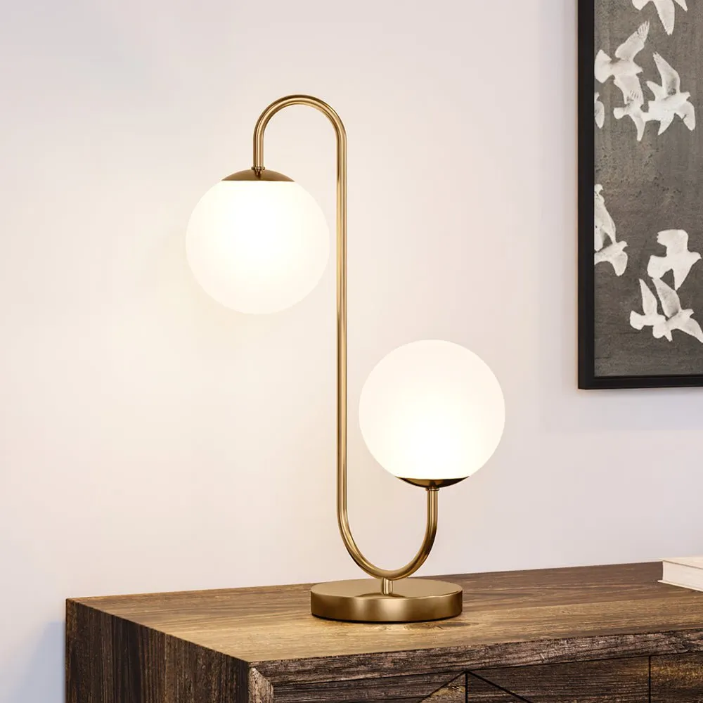 UEX7582 Mid-Century Modern Table Lamp 13''W x 10''D x 22''H, Aged Brass Finish, Sewanee Collection