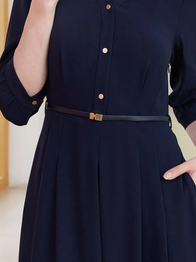 V-neck Midi Dress With Belt